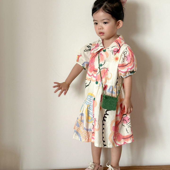 【80-150】カラフルキュートデザインワンピース