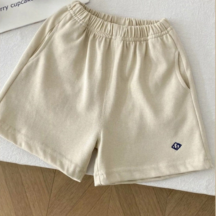 【90-140】バックロゴノースリーブトップス×ハーフパンツセット