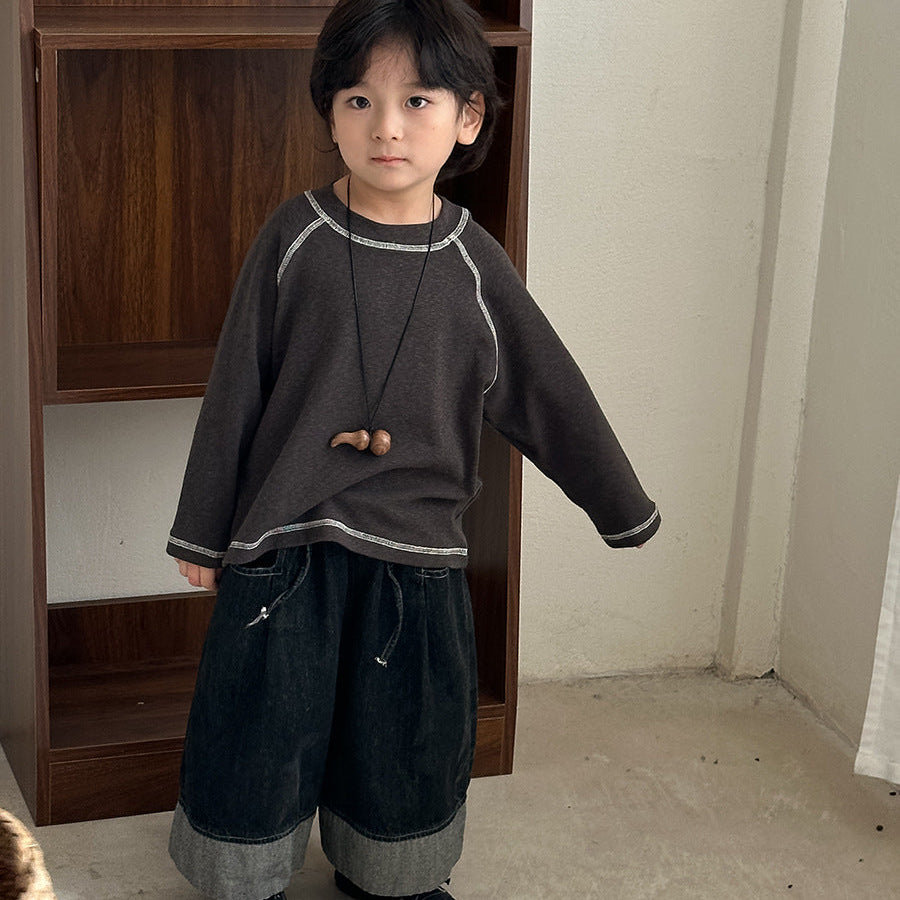 【80-140】ラインデザイン長袖カットソー