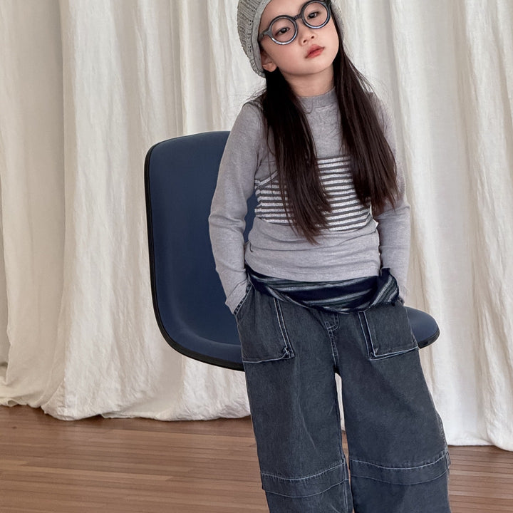 【90-150】カットオフストレートデニムパンツ
