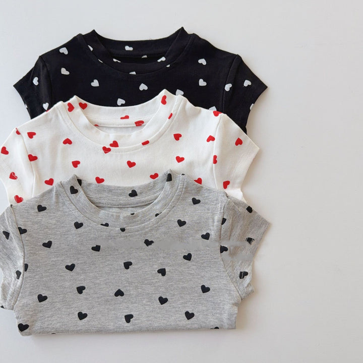 【90-150】ミニハート柄Tシャツ