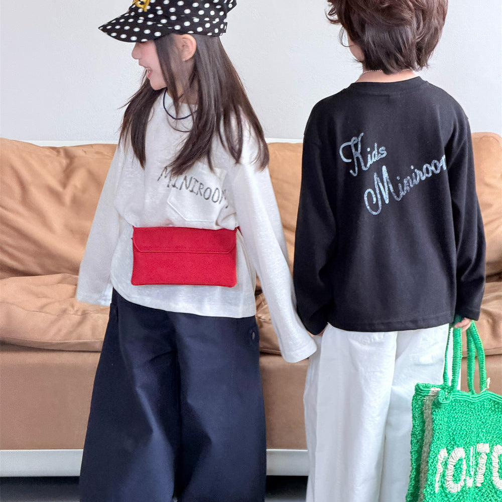 【90-150】英字デザインカジュアルロンT