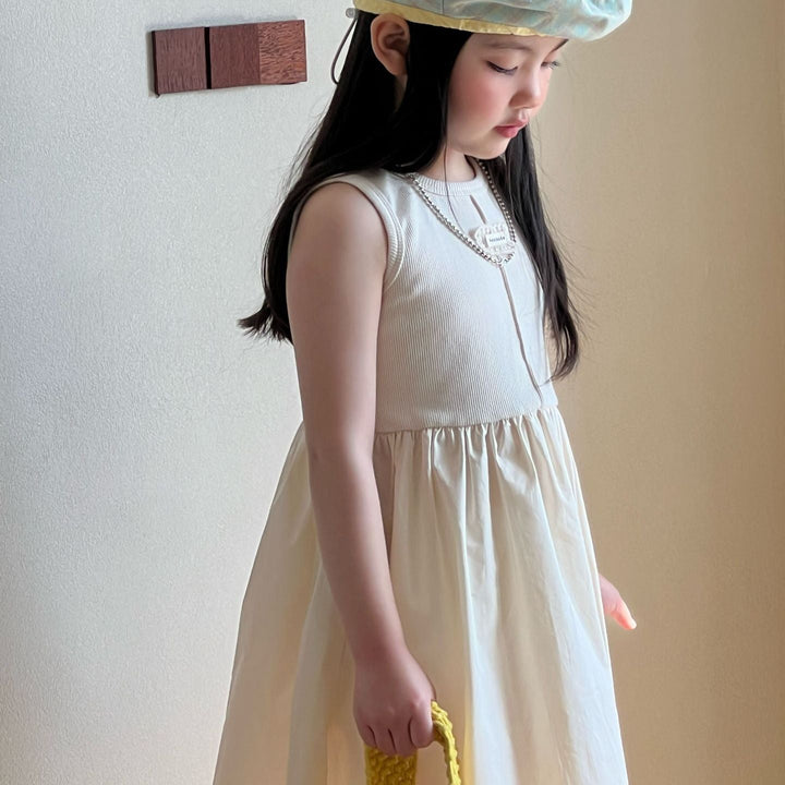 【90-150】ウエスト切替ノースリワンピース