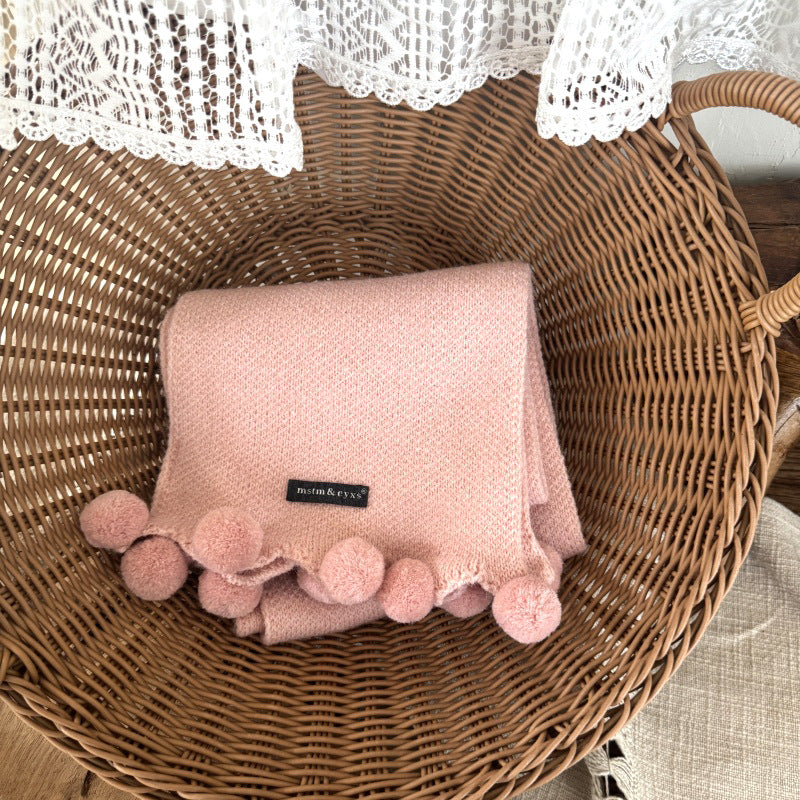 ポンポンデザインマフラー