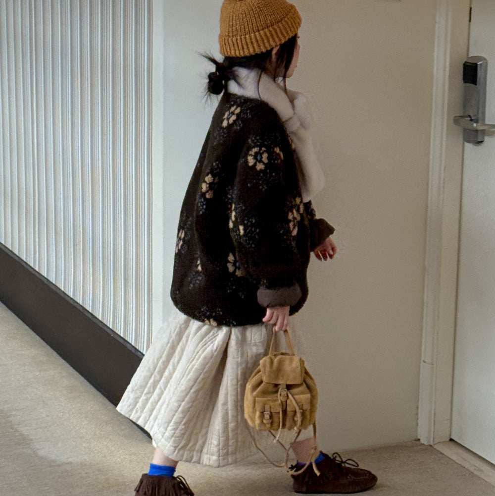 【100-150】花柄ボアジャケット