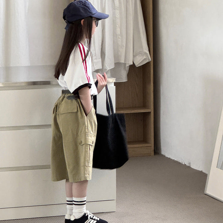 【100-150】ラインデザインTシャツ