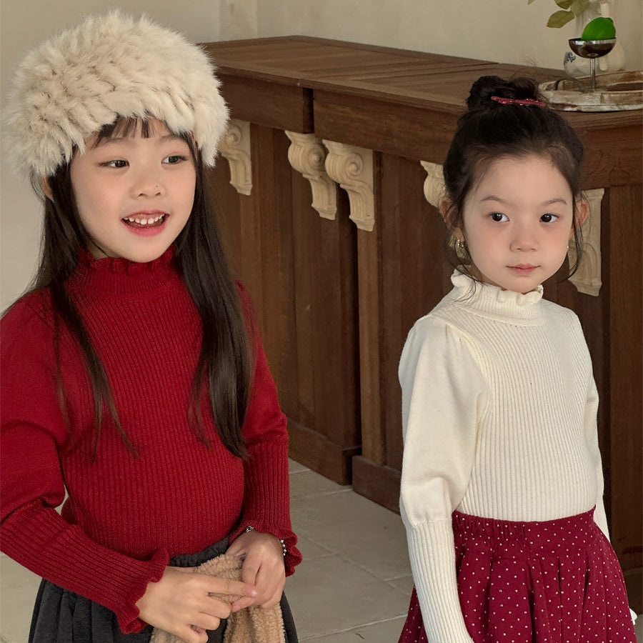 【90-150】パフスリーブハイネックセーター