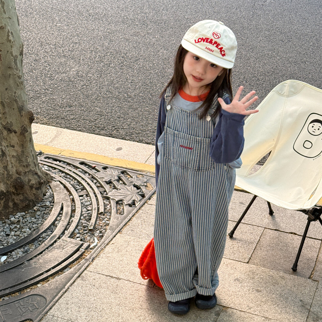 【80-130】フロントポケット総柄サロペットパンツ