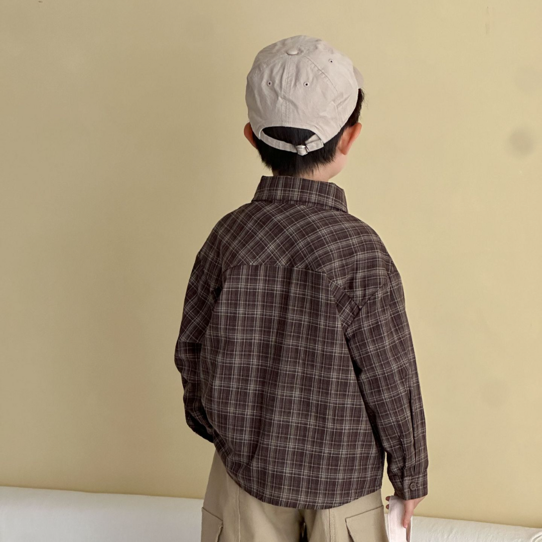 【80-150】チェック柄シンプルシャツ