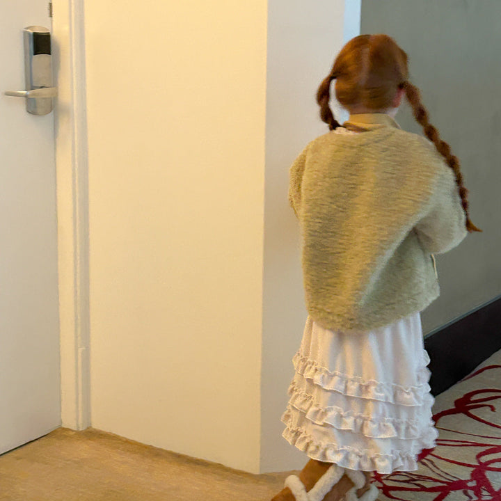 【90-140】ボタンデザインボアショートコート