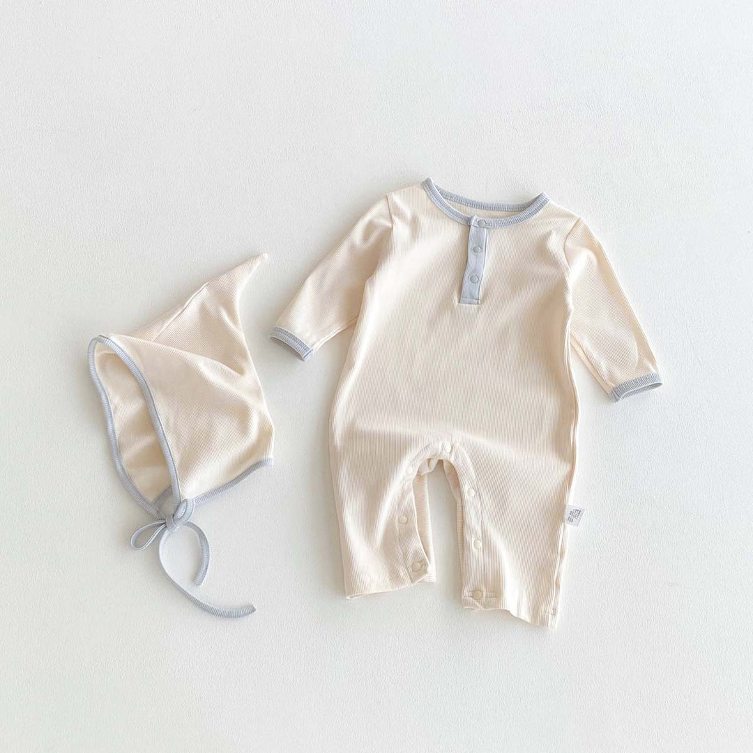 【73-90】帽子付き長袖ロンパース