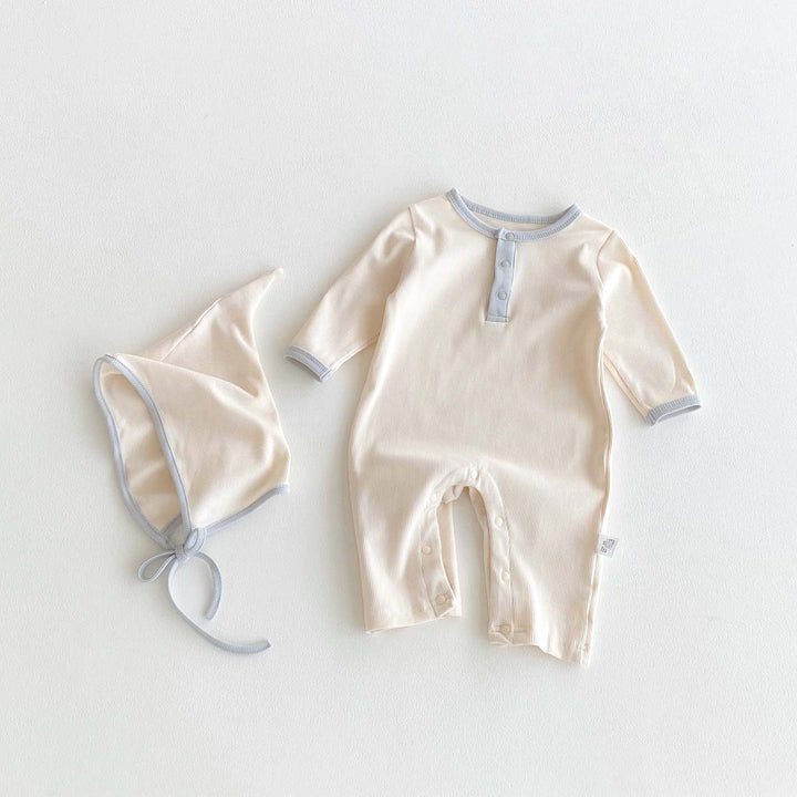 【73-90】帽子付き長袖ロンパース