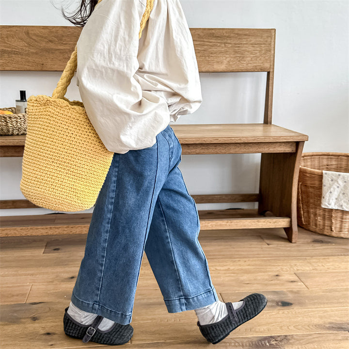 【80-130】センタープレスデニムパンツ