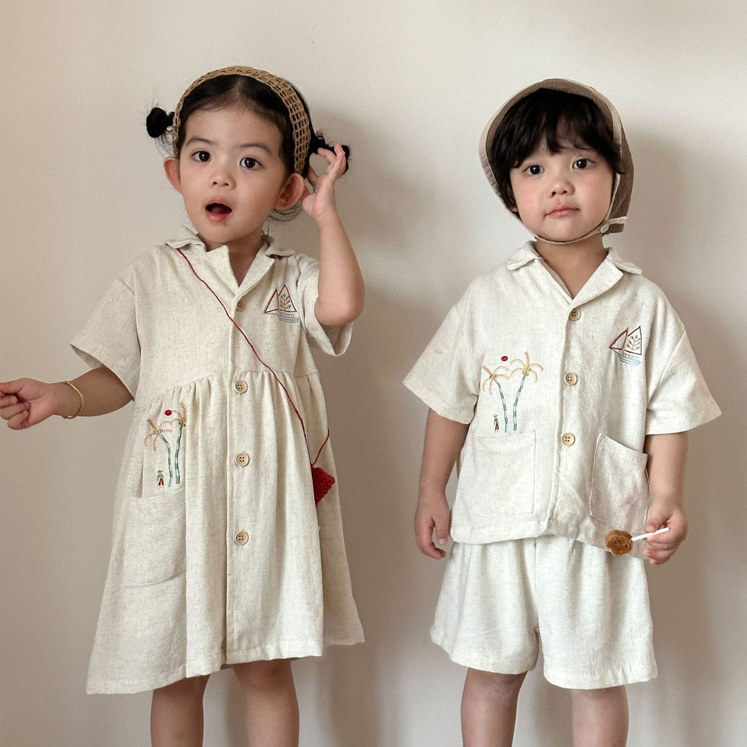 【80-150】ナチュラル半袖セットアップ