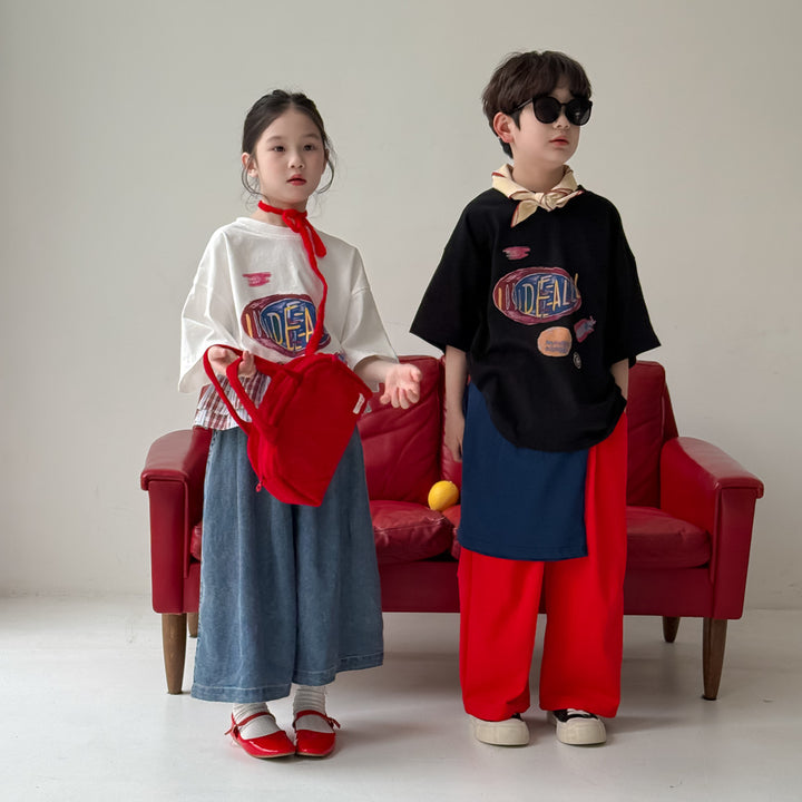 【90-150】レタープリントカジュアルTシャツ