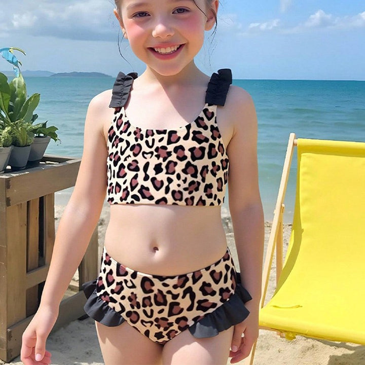 【90-120】フリルデザイン総柄セパレートスイムウェア