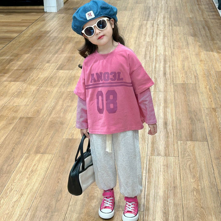 【90-140】フロントロゴレイヤード風トップス