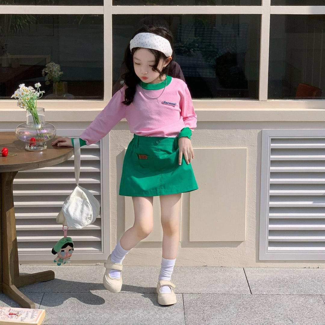 【90-140】バイカラー長袖プルオーバー