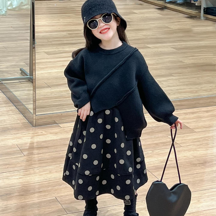 【90-140】アシンメトリーニットトップス