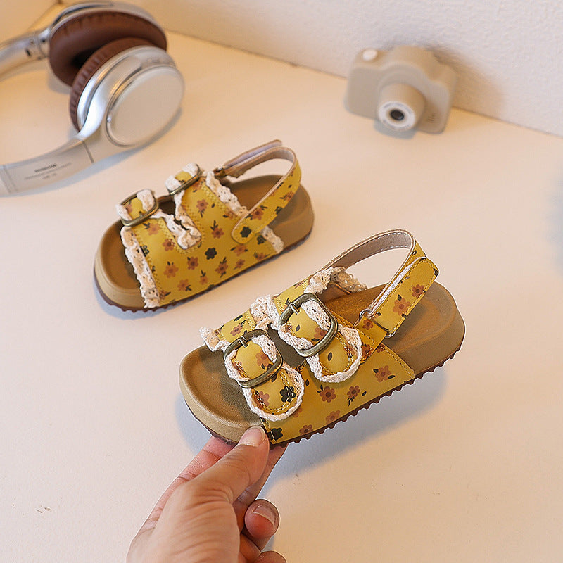 【14.0-21.5】花柄レースデザインサンダル