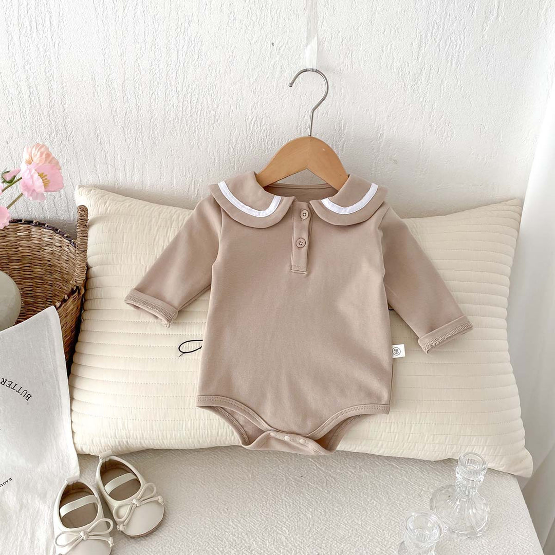 【73-90】ラウンドカラー長袖ロンパース