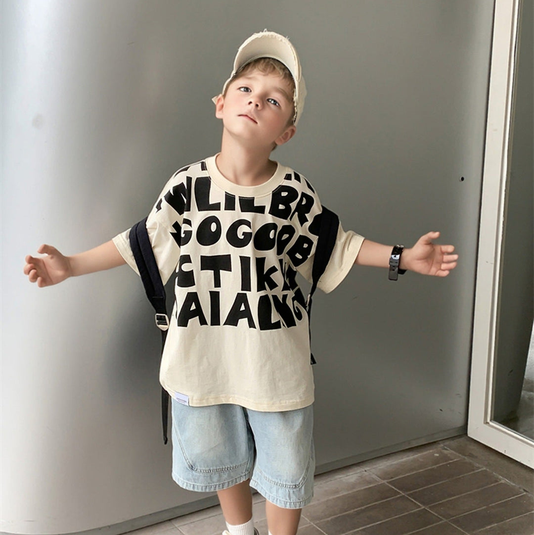 【120-150】英字デザインTシャツ