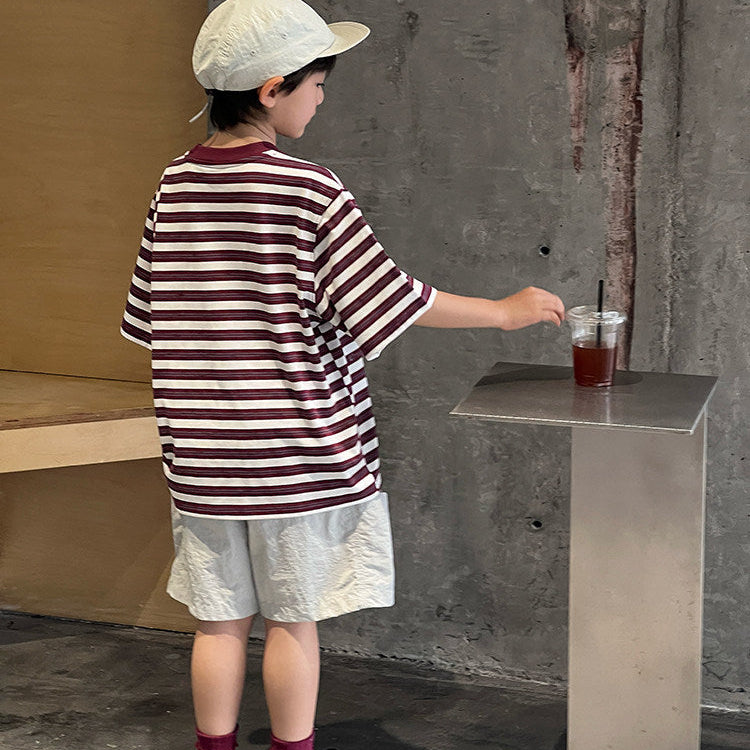 【120-150】ボーダーリラックスTシャツ