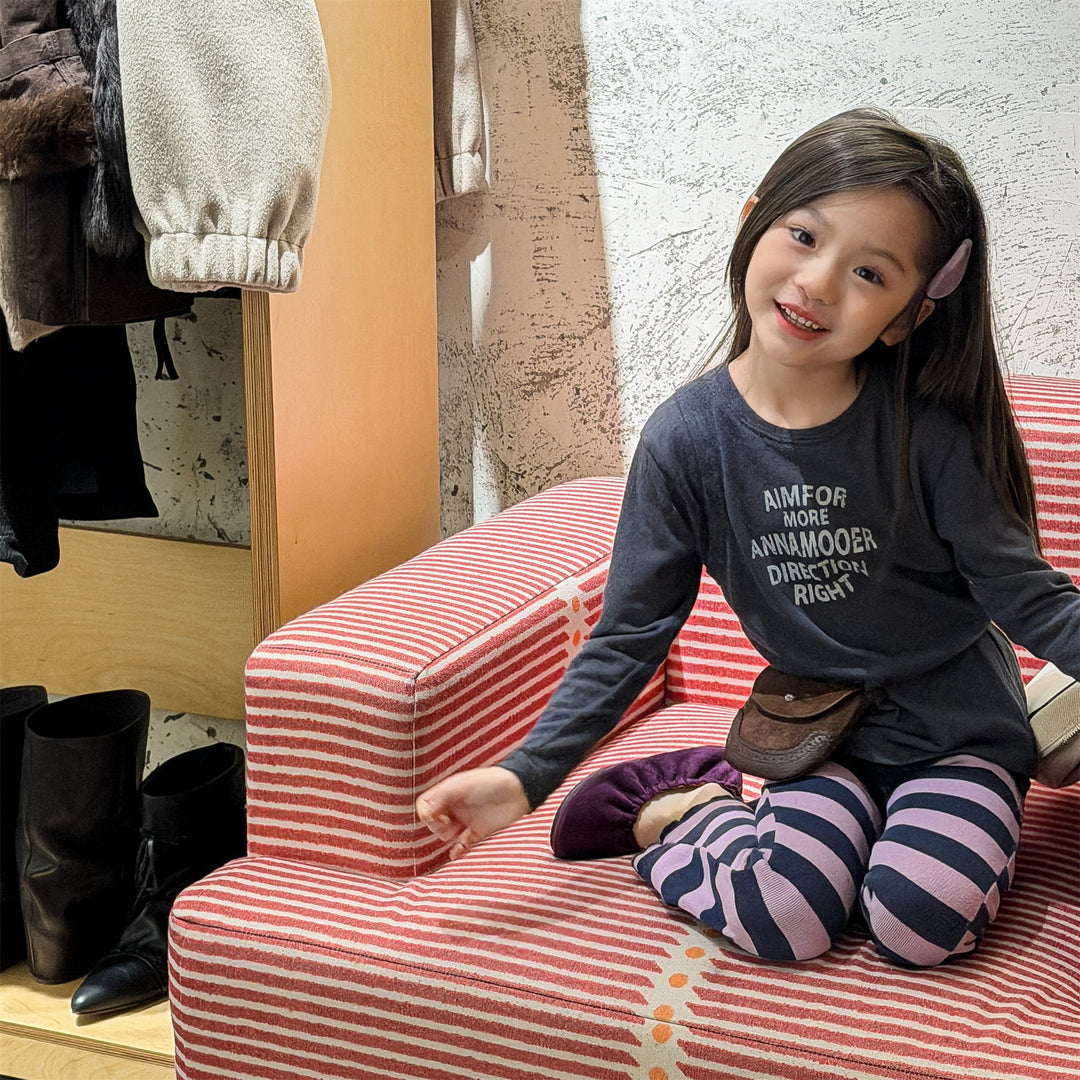 【80-130】太ボーダー柄フレアパンツ