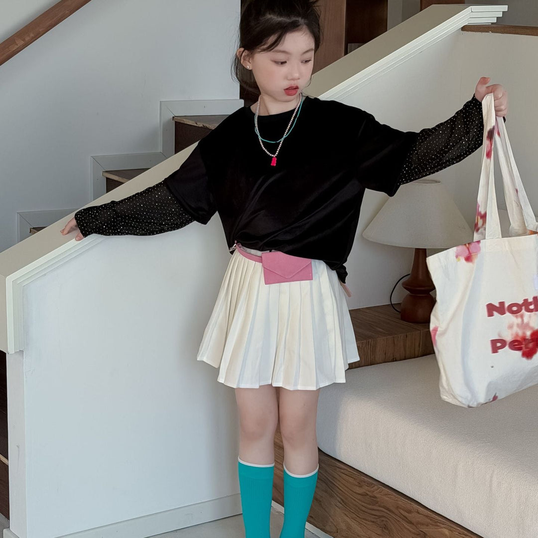 【100-150】ドット柄レイヤード風Tシャツ