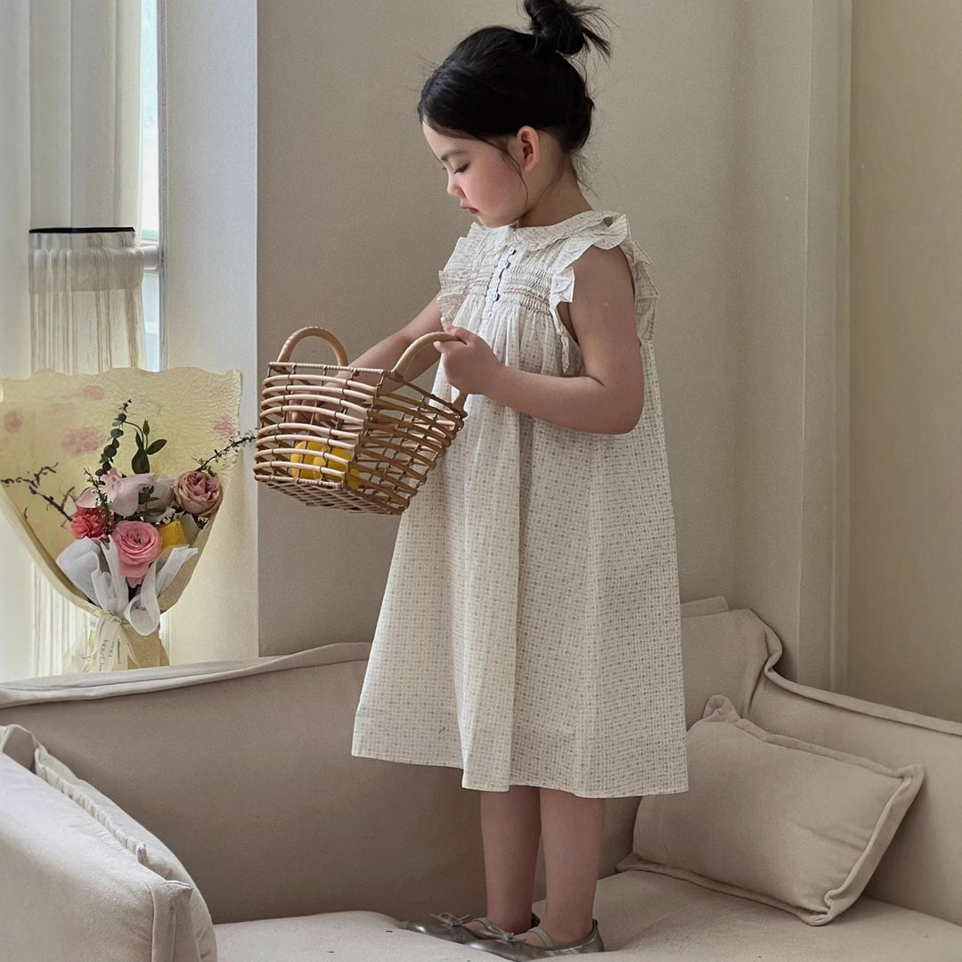 【90-150】総柄フリルデザインワンピース