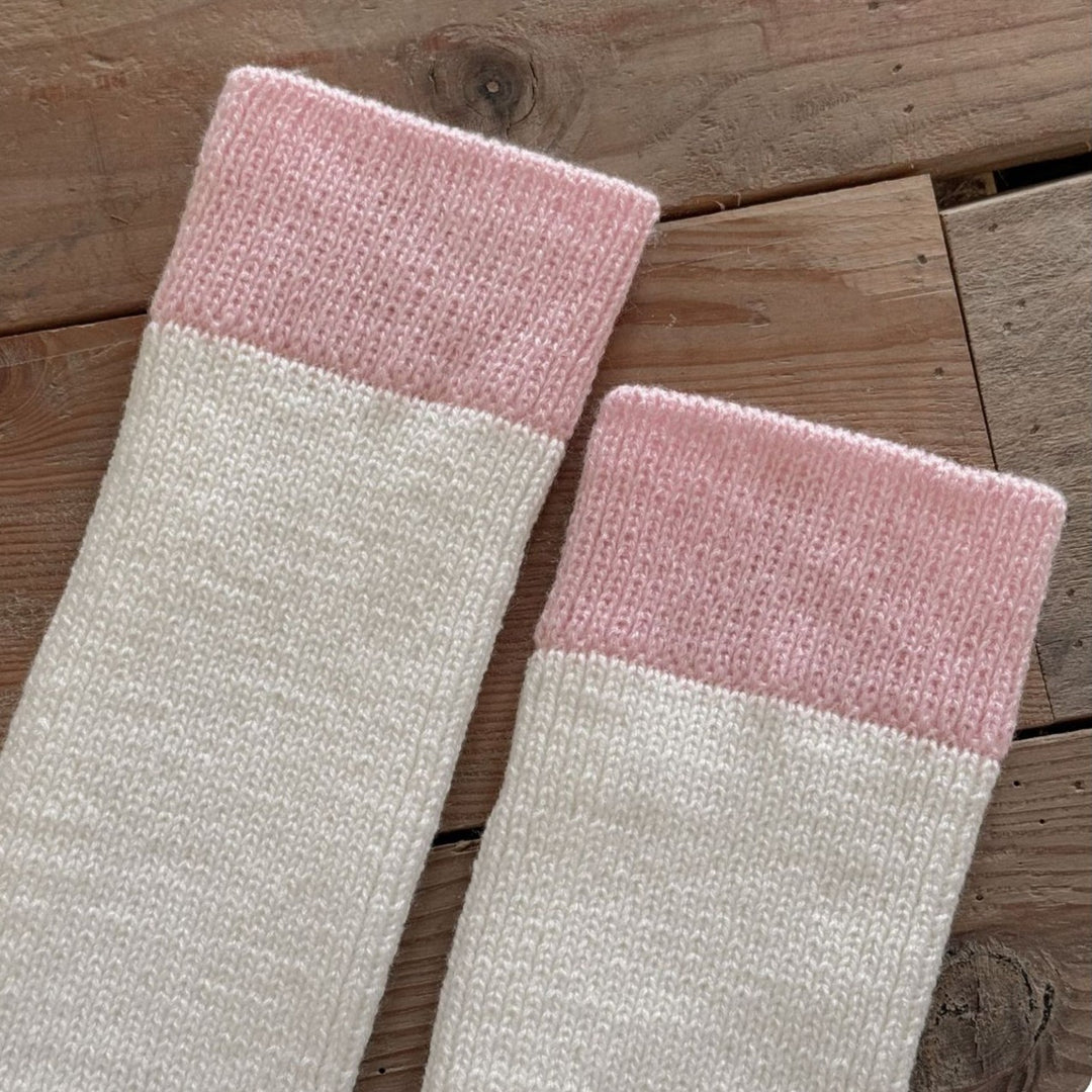 裾ボタンバイカラーレッグウォーマー