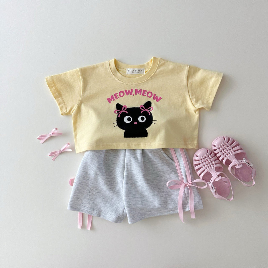 【90-130】サイドリボンショートパンツ