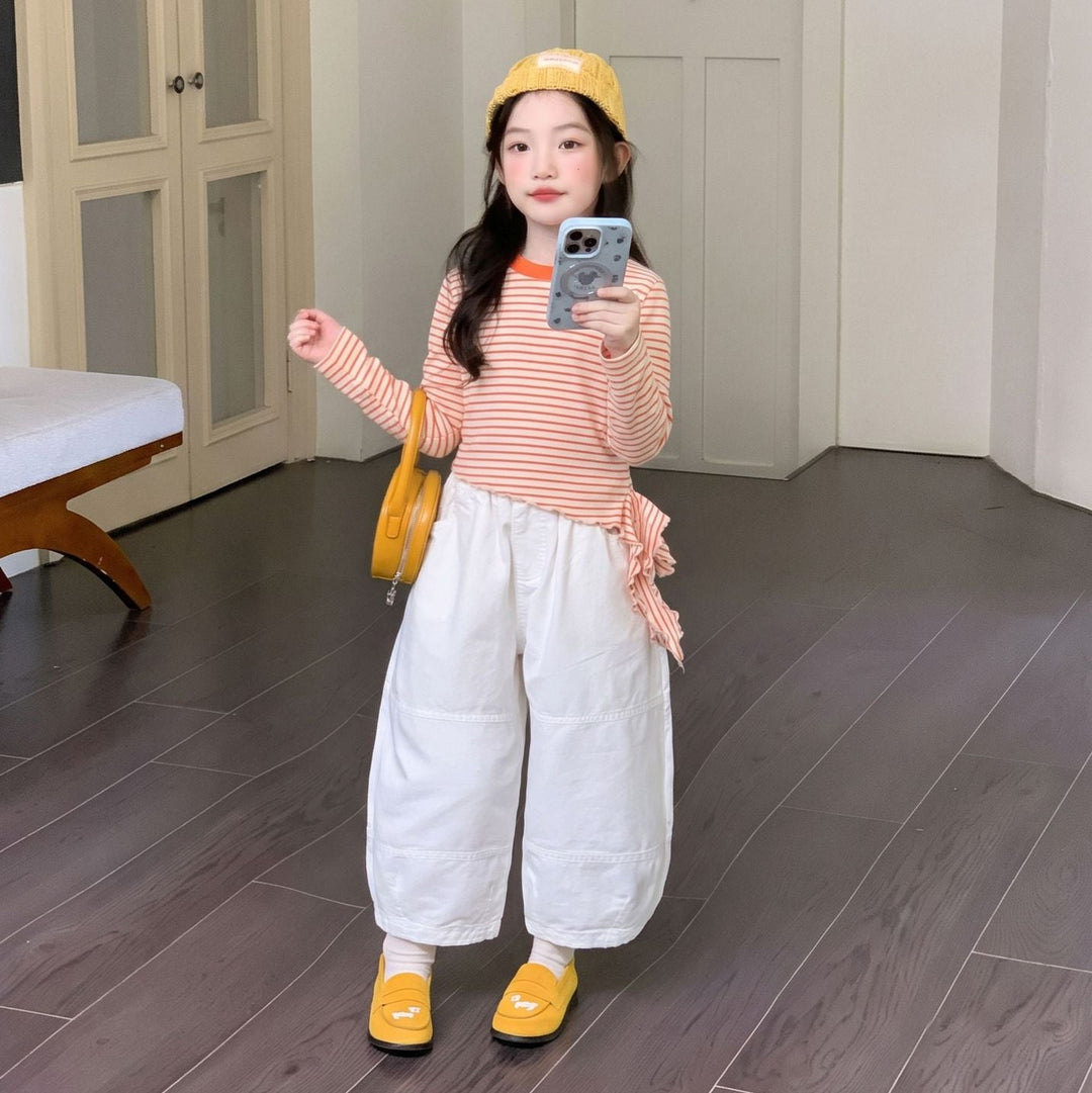 【90-140】ホワイトカーブパンツ