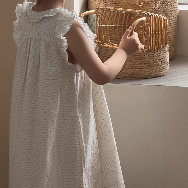 【90-150】総柄フリルデザインワンピース