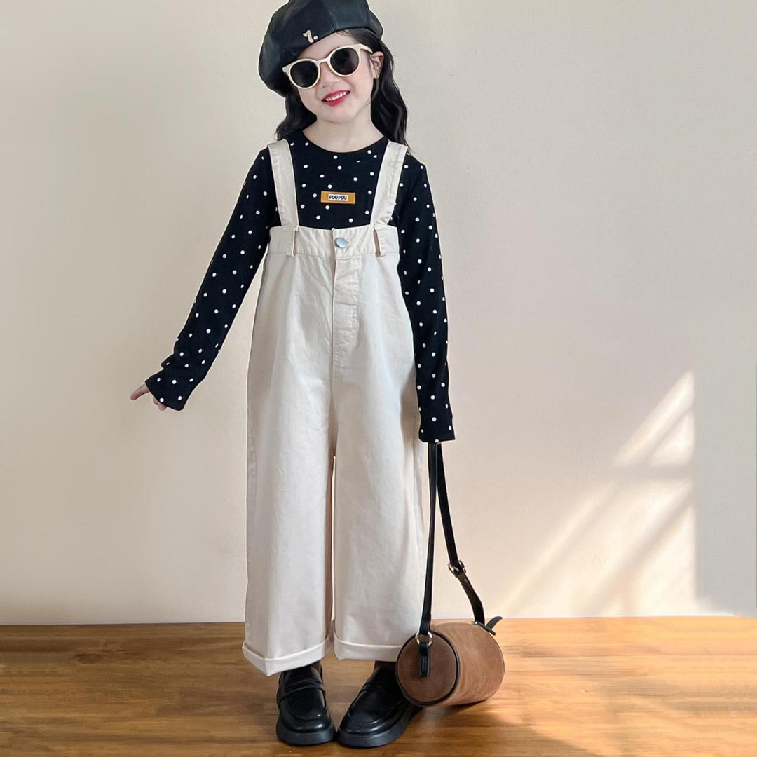 【90-140】ドット柄長袖トップス