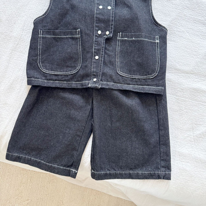 【80-150】シンプルワイドデニムパンツ