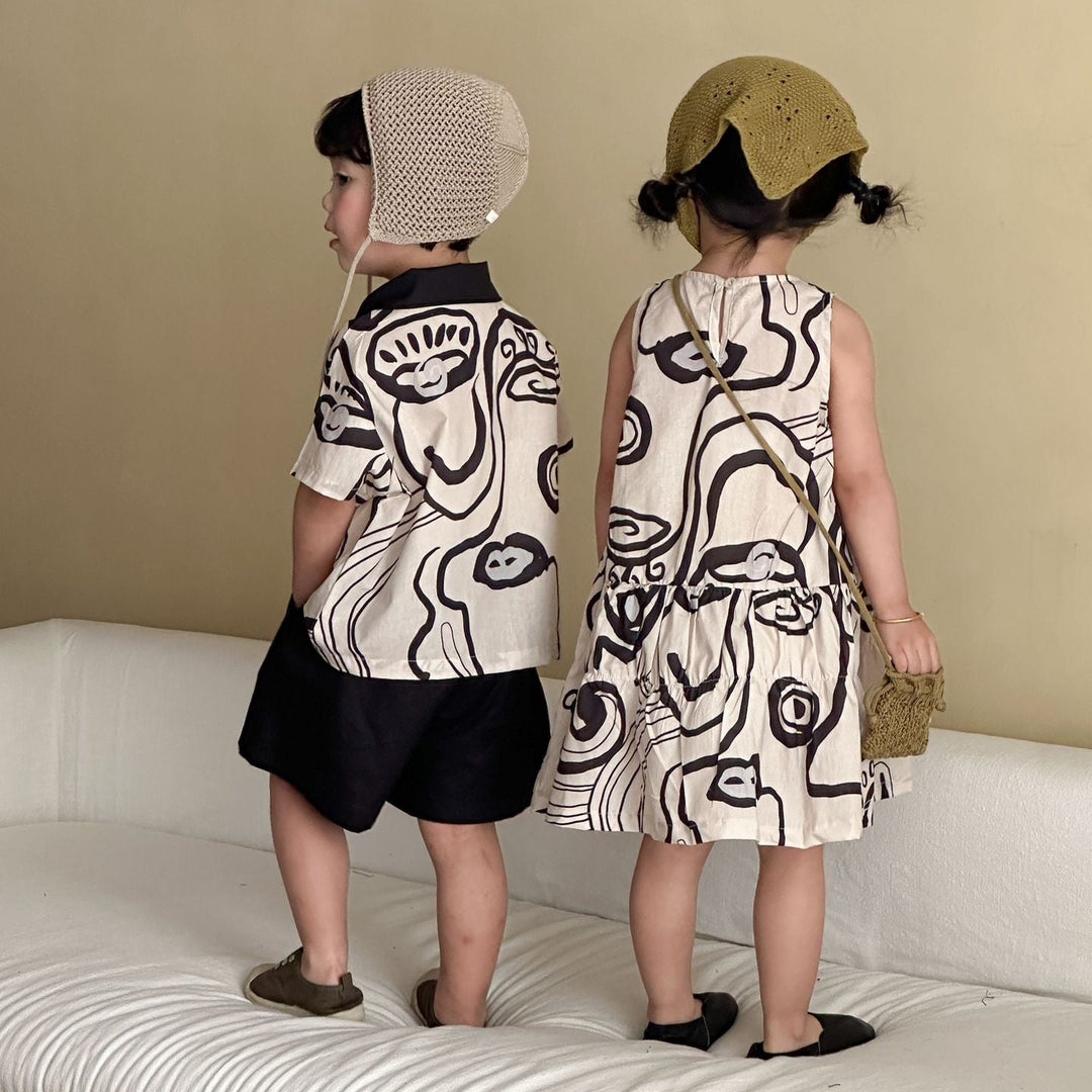 【80-150】総柄ノースリーブワンピース