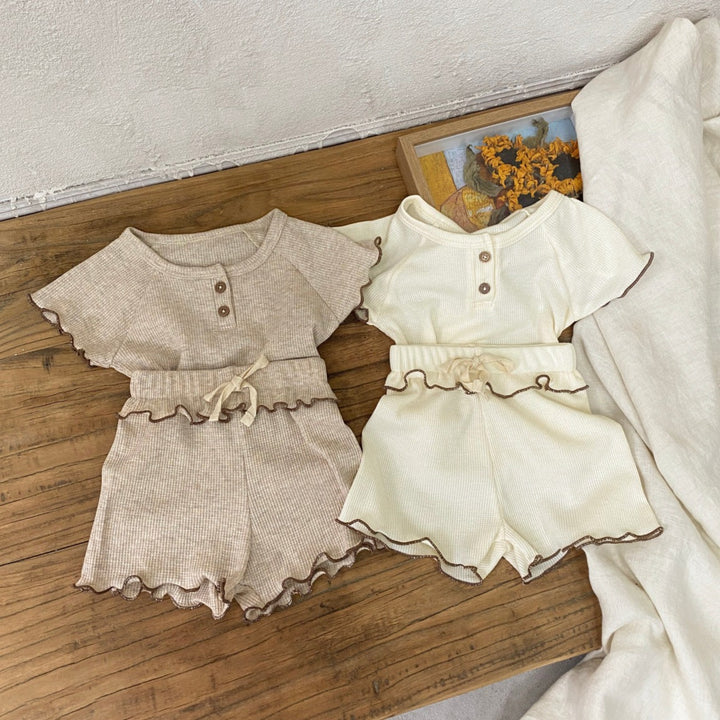【73-100】シンプルメロウトップス×フロントリボンメロウショートパンツ