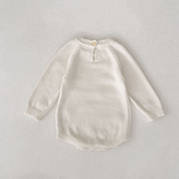 【73-90】花柄長袖ニットロンパース