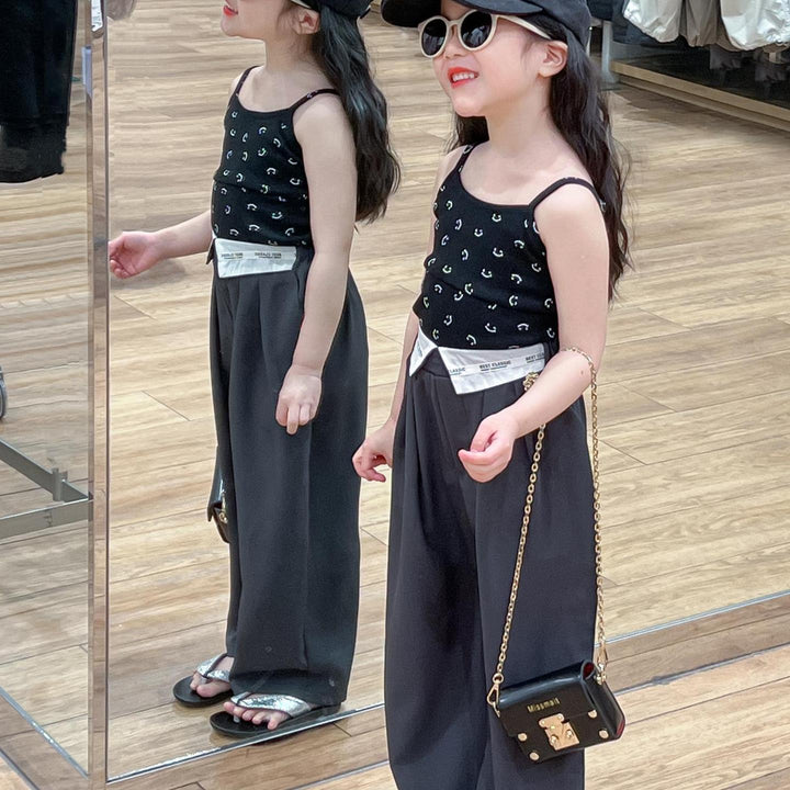 【90-140】ウエストデザインワイドパンツ