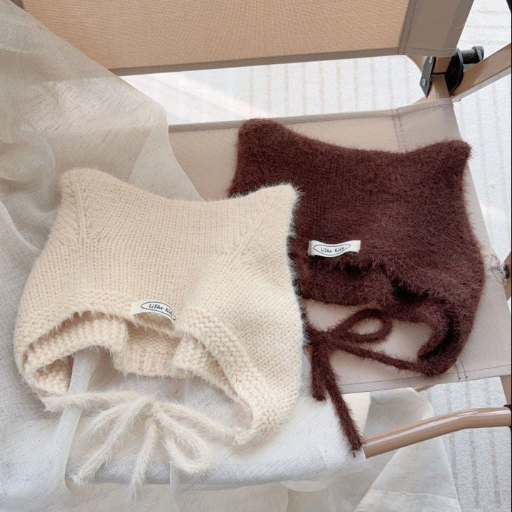 【48-52cm】あご紐付きねこ耳ニット帽