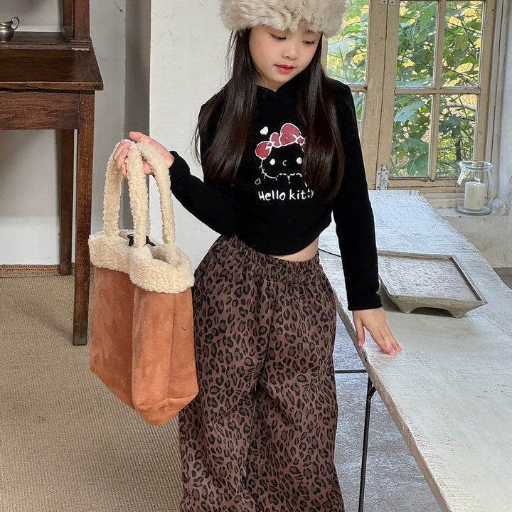 【90-150】レオパード柄リラックスパンツ