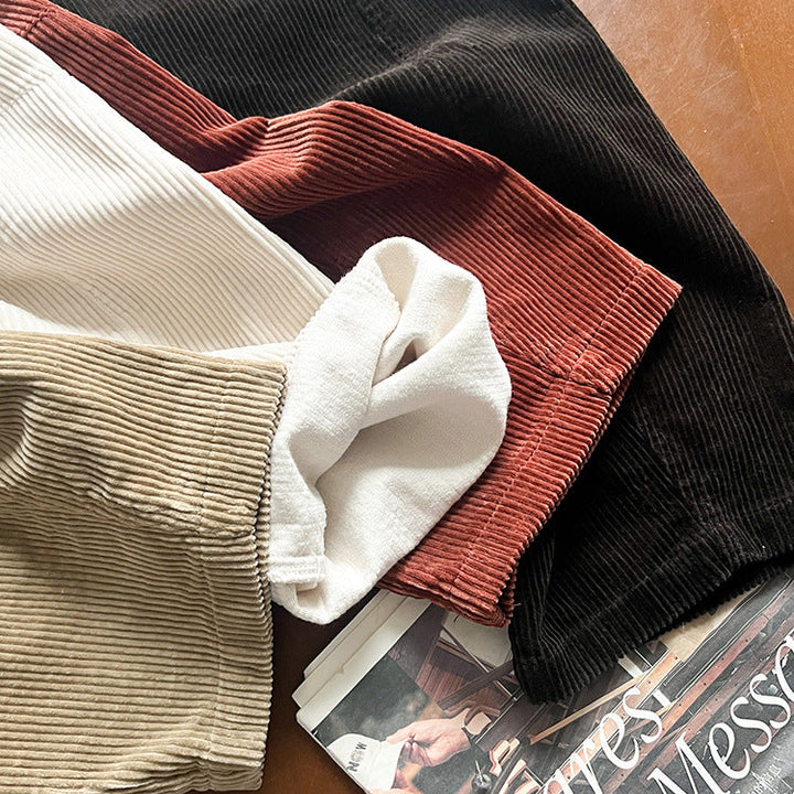 【90-150】シンプルコーデュロイワイドパンツ