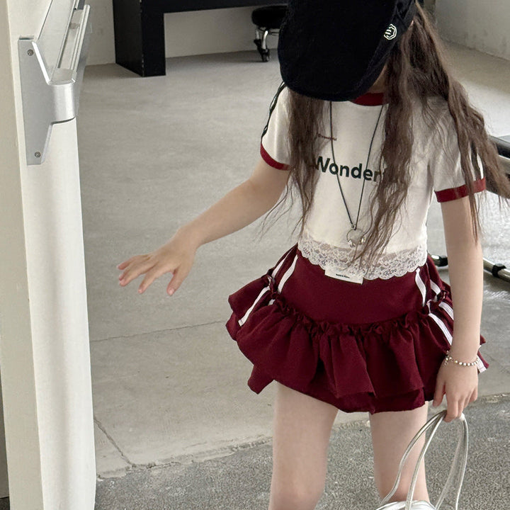 【100-150】サイドラインティアードミニスカート
