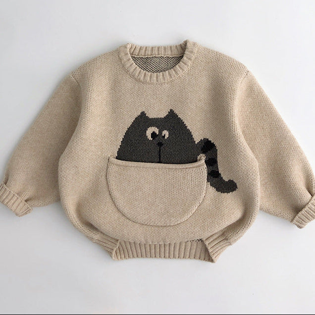 【80-130】ポケットアニマル柄セーター