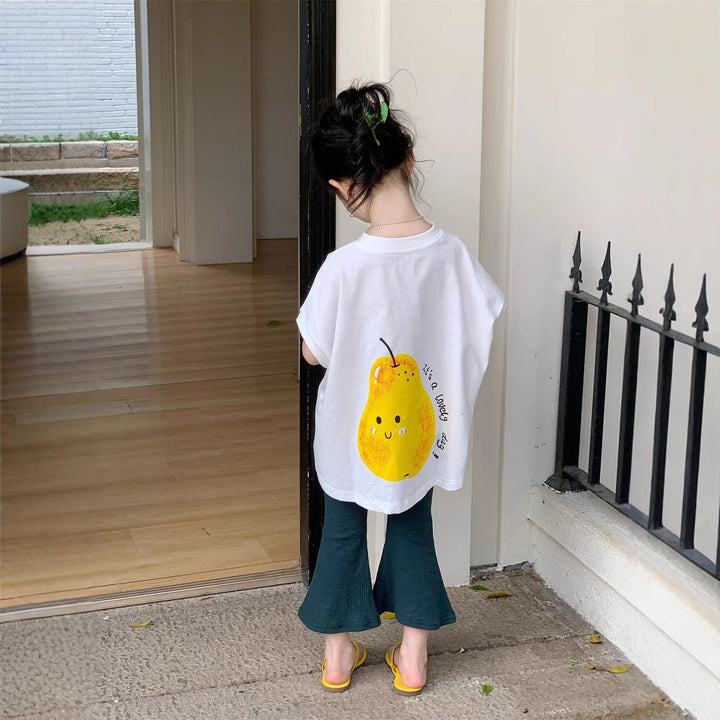 【90-140】洋ナシデザインフレアTシャツ