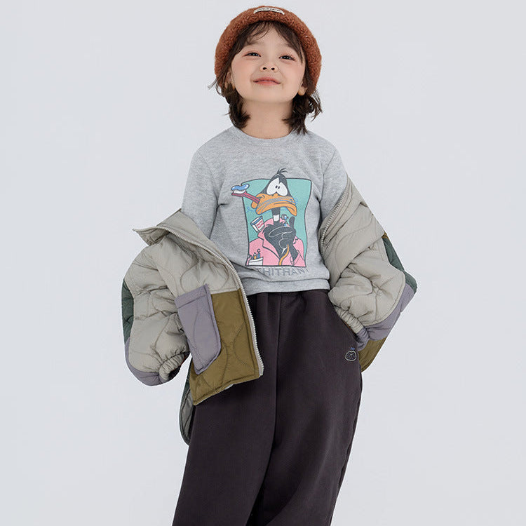 【90-150】カラーブロックデザイン中ボアジャケット