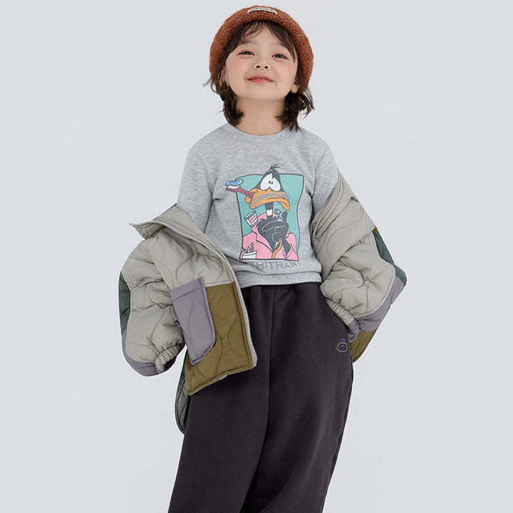 【90-150】カラーブロックデザイン中ボアジャケット