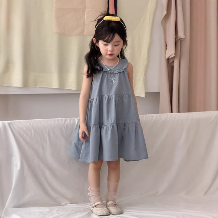 【90-140】ティアードノースリーブワンピース