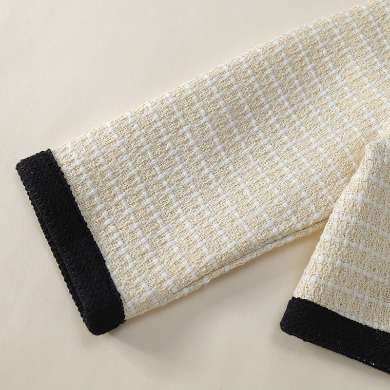 【90-140】リボン＆ボタンデザインツイード風セットアップ